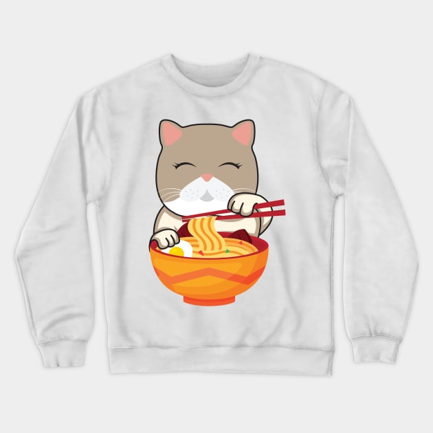 'Kawaii Anime Cat Ramen' Cool Japanese Cats Crewneck Sweatshirt by ourwackyhome